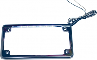 Custom Dynamics Horizontal Motorcycle License Plate Frame In Chrome With L.E.D. Illumination (LPF-HRZ-C-LP)