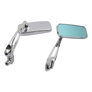 DOSS Blue Tinted Brickk Adjustable Stem Mirror Sets With Slotted Stem In Chrome Finish (ARM647089)