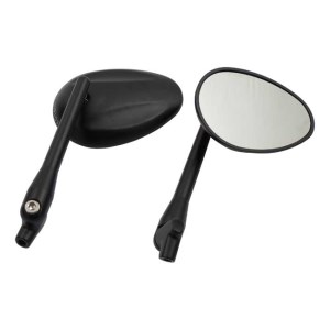 DOSS Light Tinted Glass Oval Adjustable Stem Mirror Sets In Black Finish (ARM457089)