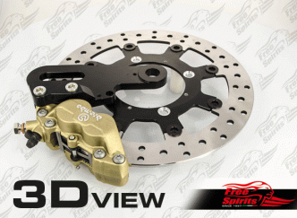Free Spirits Rear Up Grade 4 Piston Caliper Kit In Gold With Rotor 300mm For Triumph Street Twin & Street Cup Models (305304)