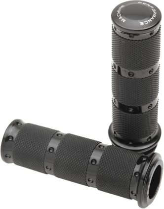 Performance Machine Contour XLS Grips In Black For 2008-2023 Harley Davidson Electronic Throttle Models (0063-2087-B)