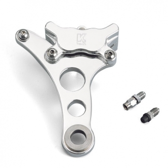 Kustom Tech 4 Piston Caliper and Bracket with Springer Fork In Polished For Right Side 3/4 Inch Axle (03-110)