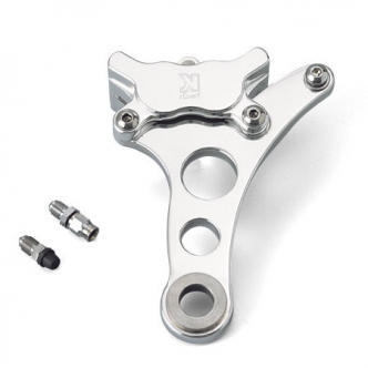 Kustom Tech 4 Piston Caliper and Bracket with Springer Fork In Polished For Left Side 3/4 Inch Axle (03-115)