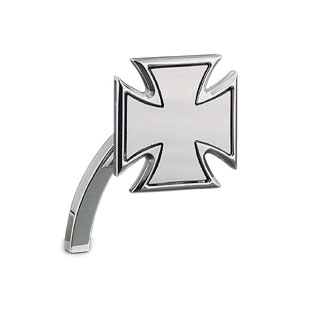 Kustom Tech Maltese Cross Handlebar Mirror In Polished For Left Side  (01-019)