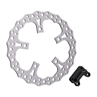 Arlen Ness 13 Inch Left Front Jagged Big Brake Rotor For Harley Davidson 2014-2023 Touring Models With Stock Style Open Center Spoke Mounted Rotor (300-012)