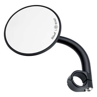 Biltwell Utility Mirror With Short Arm Round CE Clamp On For 1 Inch Handlebars In Black - Single Mirror (6503-201-131)