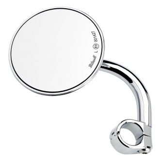 Biltwell Utility Mirror With Short Arm Round CE Clamp On For 1 Inch Handlebars In Chrome - Single Mirror (6503-201-531)